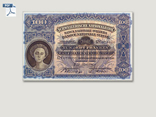 100 Franken aus der zweiten Banknotenserie der Schweiz