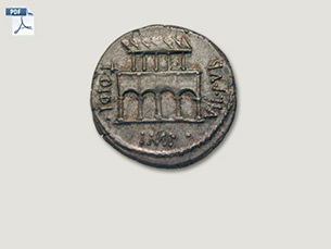 Villa Publica auf einem Denar, Rom, 55 v. Chr.