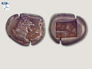 Stater: lydische Münze aus dem 6. Jahrhundert v. Chr.
